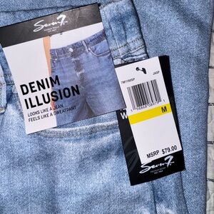 Seven7 Denim Illusion Light wide Leg cotton terry sweatpant jean size M